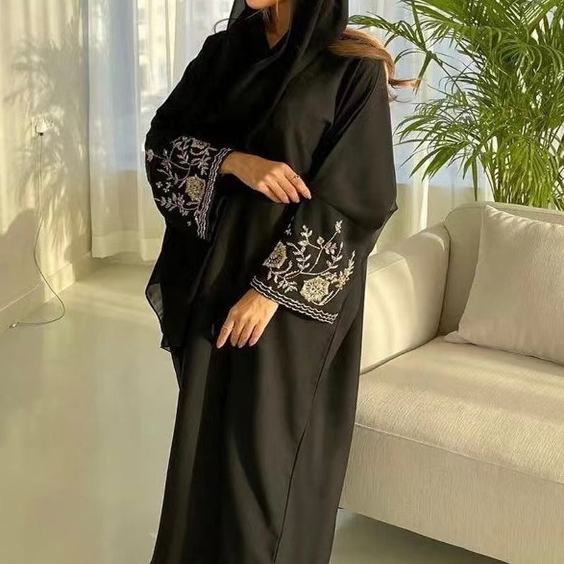 Cardigan ample brodé à manches chauve-souris pour femmes du Moyen-Orient Dubaï