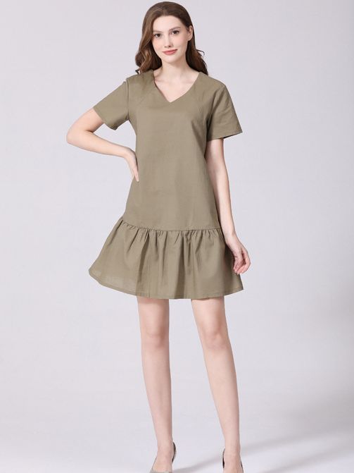 Pregnant Women Plus Size Dress Casual Short Sleeve Cotton And Linen