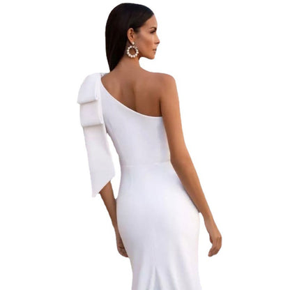 Women's Fashion Fishtail Elegant Wedding Dress Slimming Long Shoulder Dress