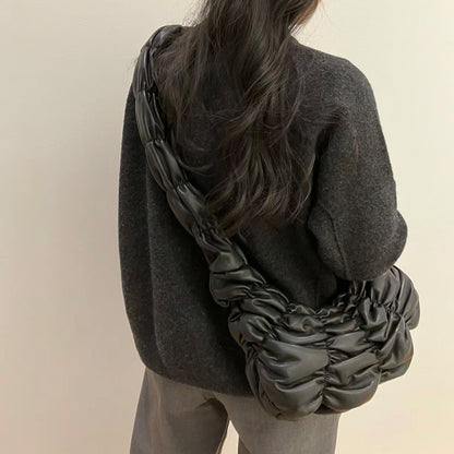 Bolso bandolera con forma de bola de masa hervida para viajeros de gran capacidad con nube plisada