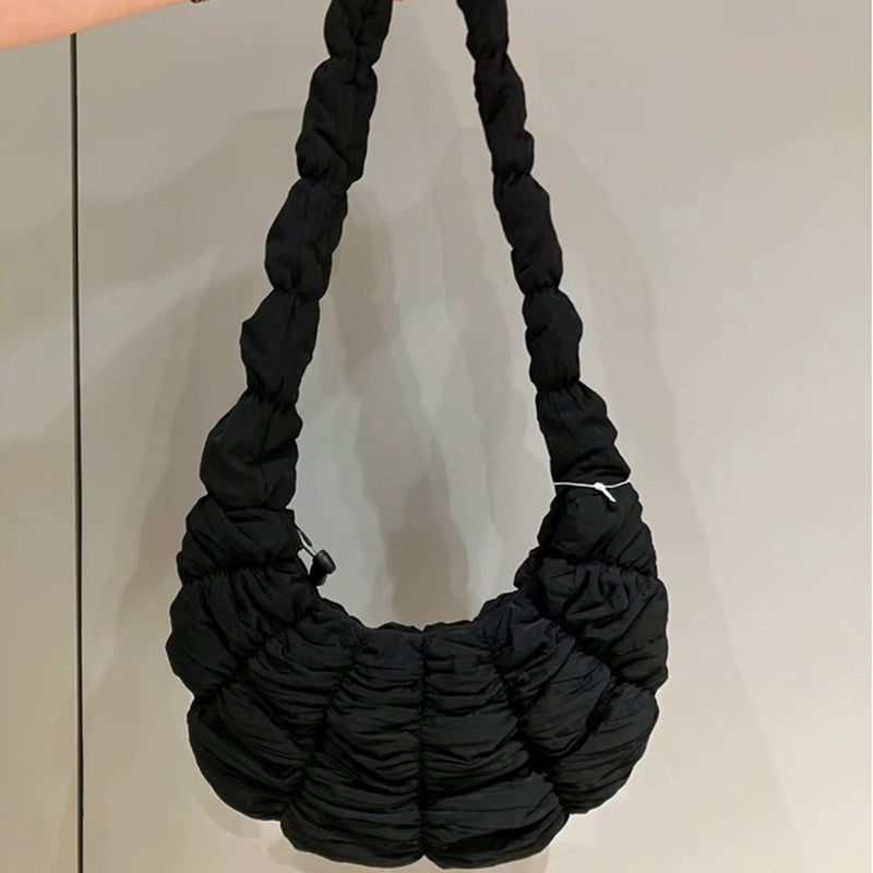 Bolso bandolera con forma de bola de masa hervida para viajeros de gran capacidad con nube plisada