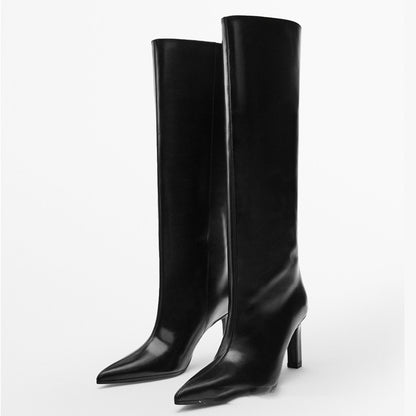 Leather High Heel Casual And Comfortable Pointed Toe Knight Boots