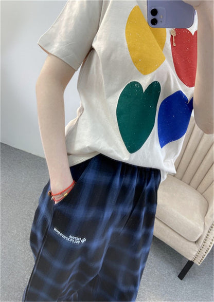 Niche art 4 color heart round neck short sleeve