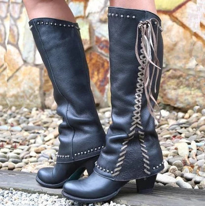 Botas de cuero nuevas de otoño e invierno Botas de mujer