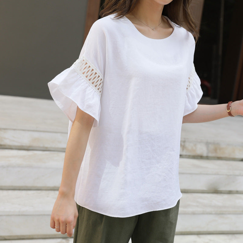 Korean style wild ins decorative cotton top