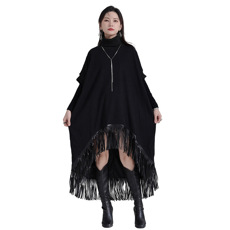 Women's Fashion Black Tassels Skirt