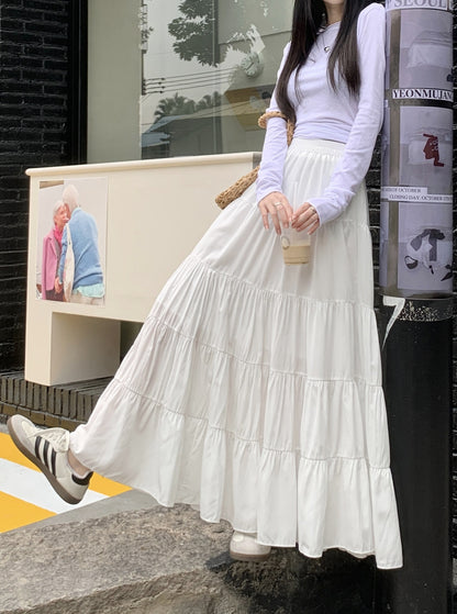 Vestido de verano con falda de corte A y cintura alta, suave y largo