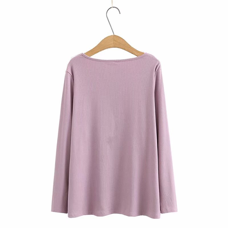 Ladies Age-Reducing Lace Collar Long Sleeve T-Shirt