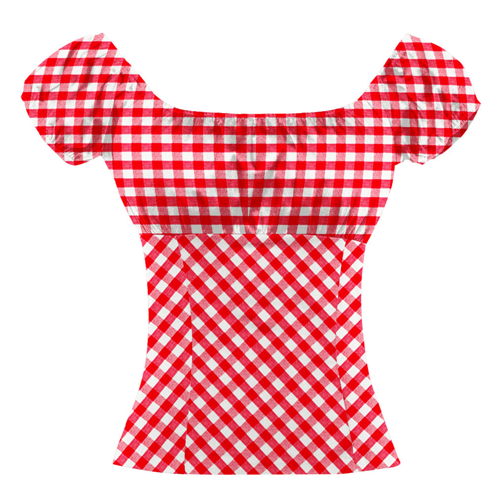 Red and white sexy short sleeve women's clothing