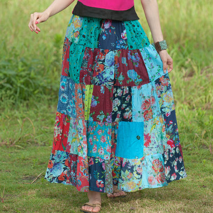 Bohemian Style Printing Skirt Vacation Style