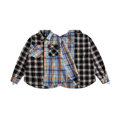 Japanese Trendy Spliced Plaid Blouse CS51