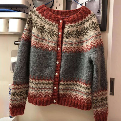 Women's Ethnic Style Brocade Sweater Autumn And Winter Cardigan Single-breasted Sweater