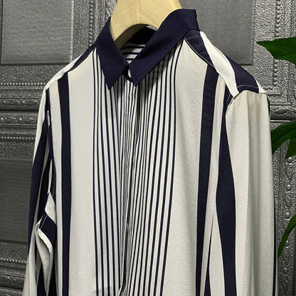 Italian Women's Single Outer Single Tail Single Stripe Lapel Shirt