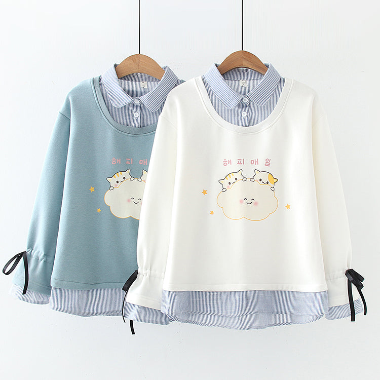 Chat nuage plus pull polaire