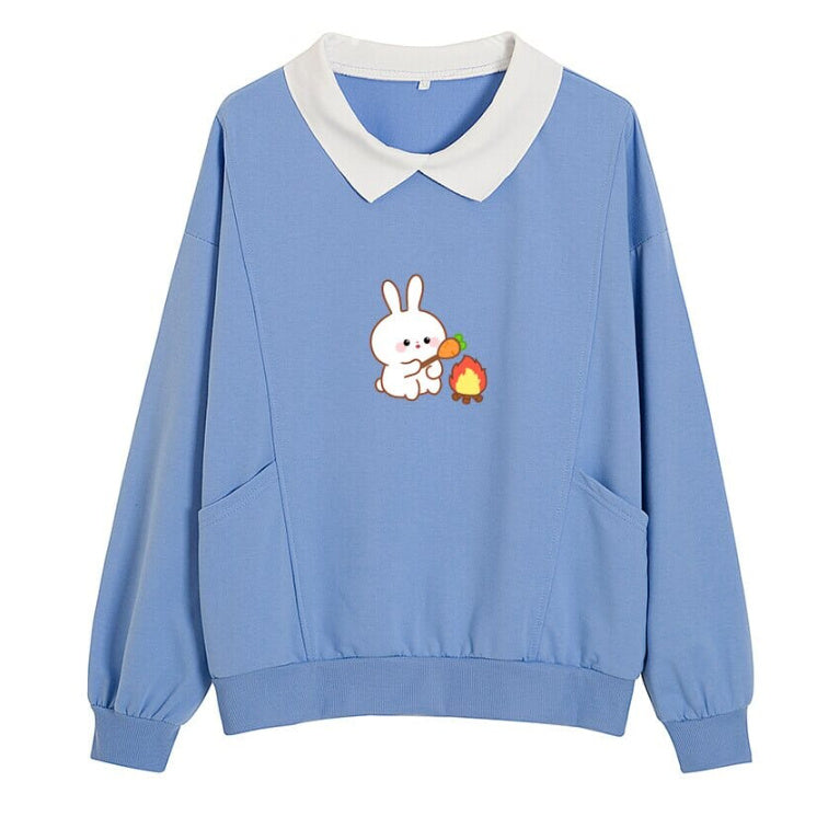 Camping Bags Bun Bread Rabbit Oversized Collar Thin Pullover