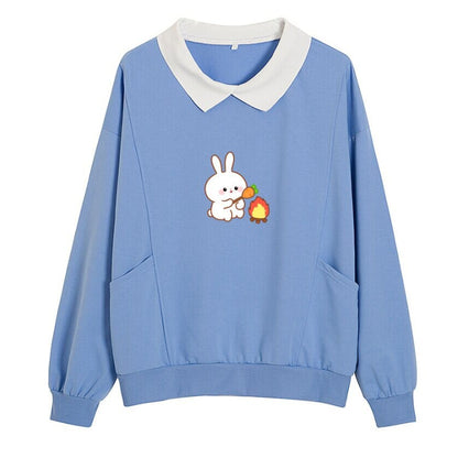 Camping Bags Bun Bread Rabbit Oversized Collar Thin Pullover