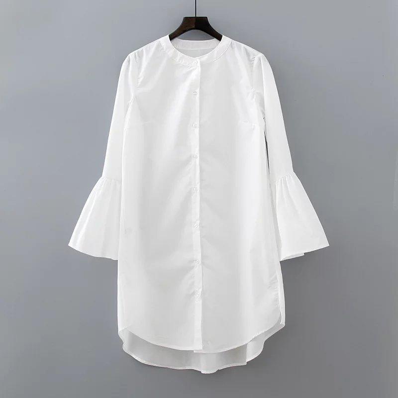 White Fashion Flare Shirt Dress