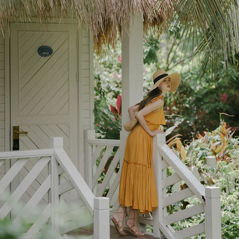 Vestido holgado con tirantes bohemios para mujer