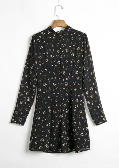 Hollowed-out floral long-sleeved dresses