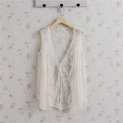 Vintage Women Lace Crochet Floral Vest