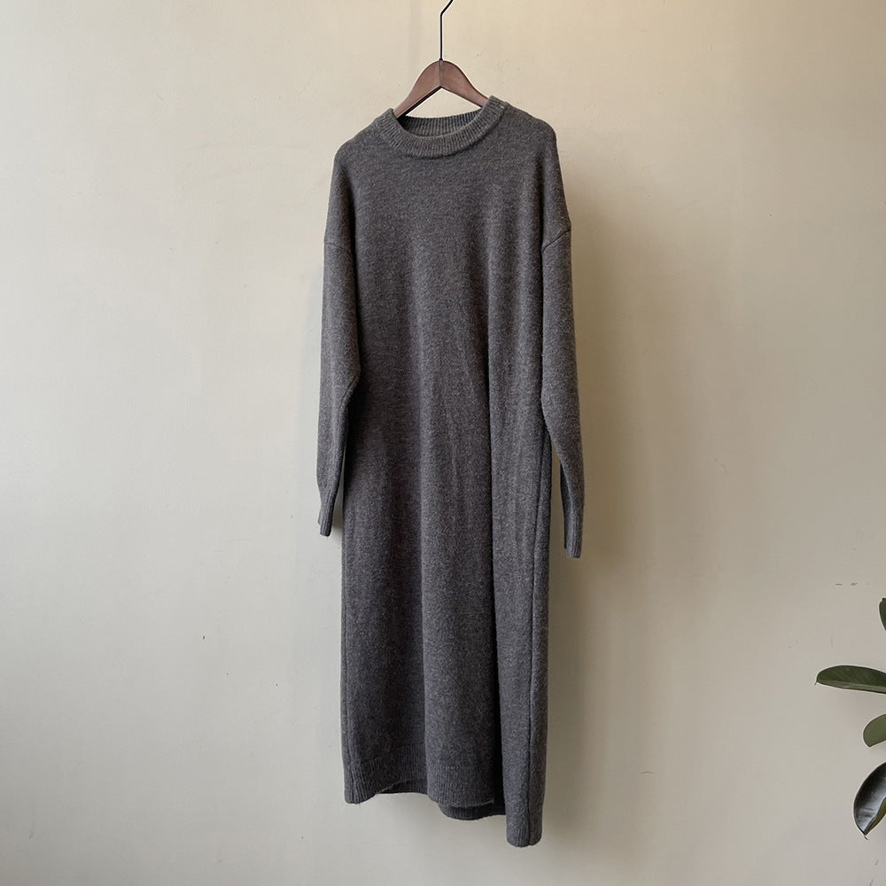 Pull long à fente latérale de style paresseux pour les femmes