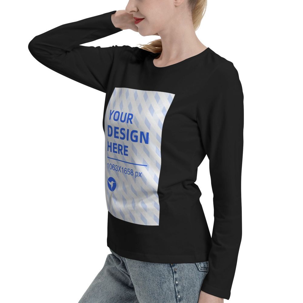 T-shirt à manches longues et col rond pour femmes