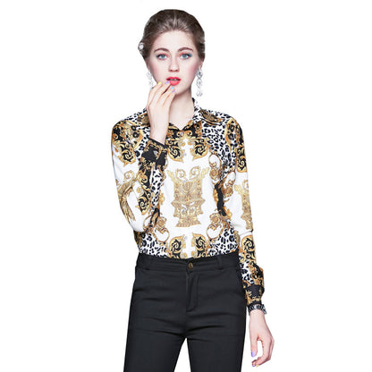 Printed lapel long sleeve