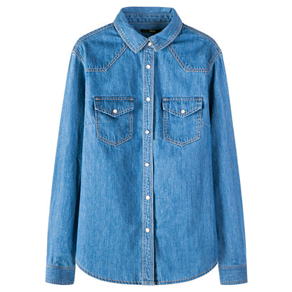 Chemise en jean à manches longues pour femme