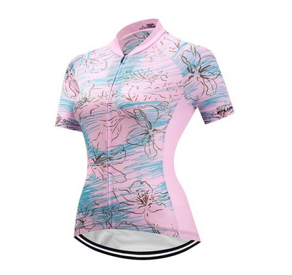 Short Sleeve Cycling Jersey - PinkCherryBlossom