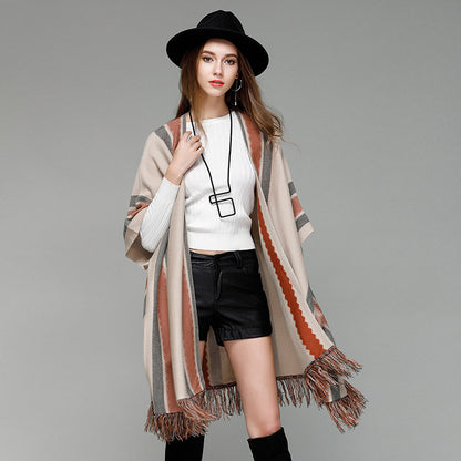 Knitted shawl coat