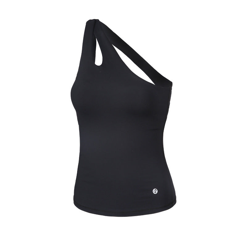 One-shoulder strapless bra sports sleeveless top