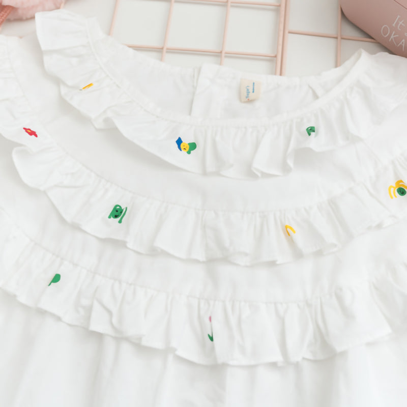 White Loose Cotton Doll Shirt Mid Sleeve Shirt