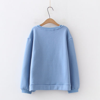 Women's Junior High School Students Art And Velvet Sweater Female Cute Rabbit Pullover Loose