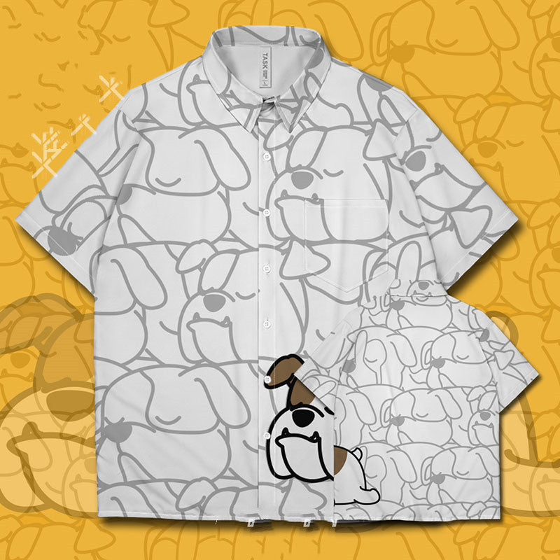 Q Chemise à manches courtes avec animal de dessin animé mignon pour hommes et femmes