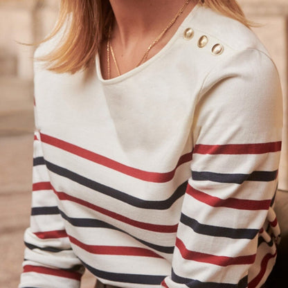 Red, White and Blue Striped Long Sleeve T-Shirt