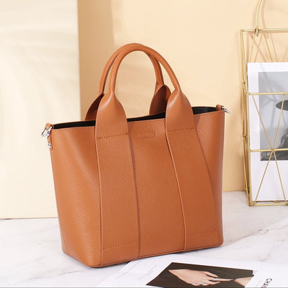 Leather Tote Bag Head Layer Cowhide Lady Portable Commuter Simple