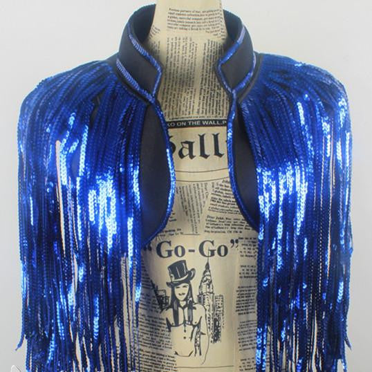 Robe de danse à paillettes et gilet à franges