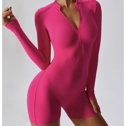 Long-sleeve Zipper One-piece Dance Fitness