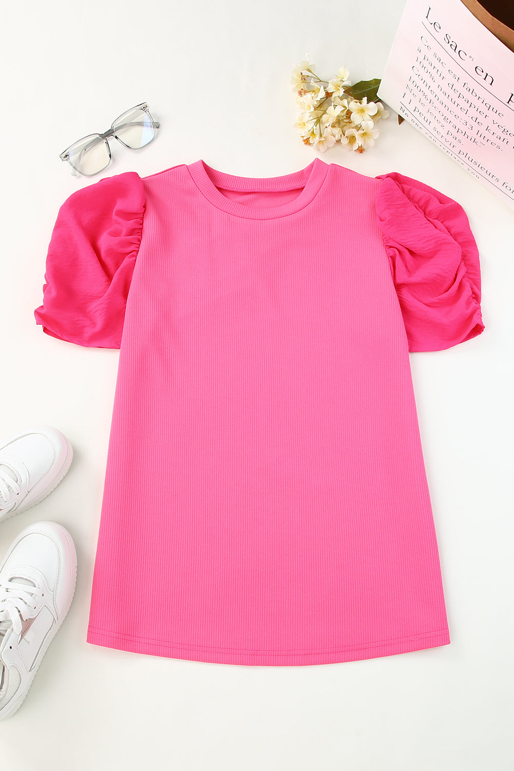 Round Neck Puff Sleeve Top