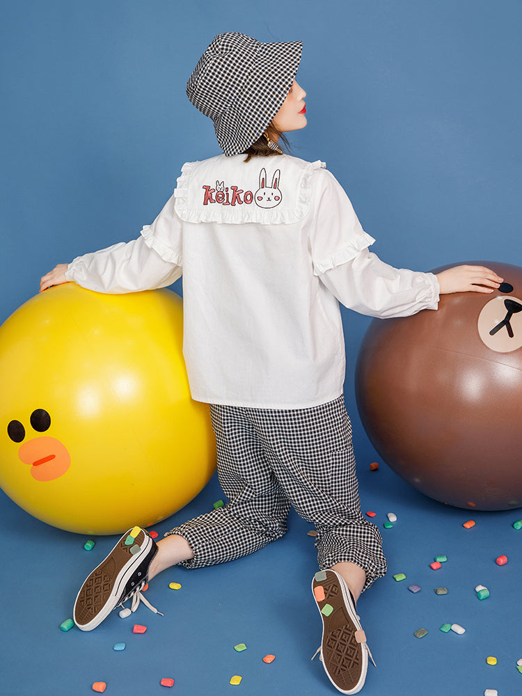 Chemise en dentelle champignon blanche, haut de poupée pour fille