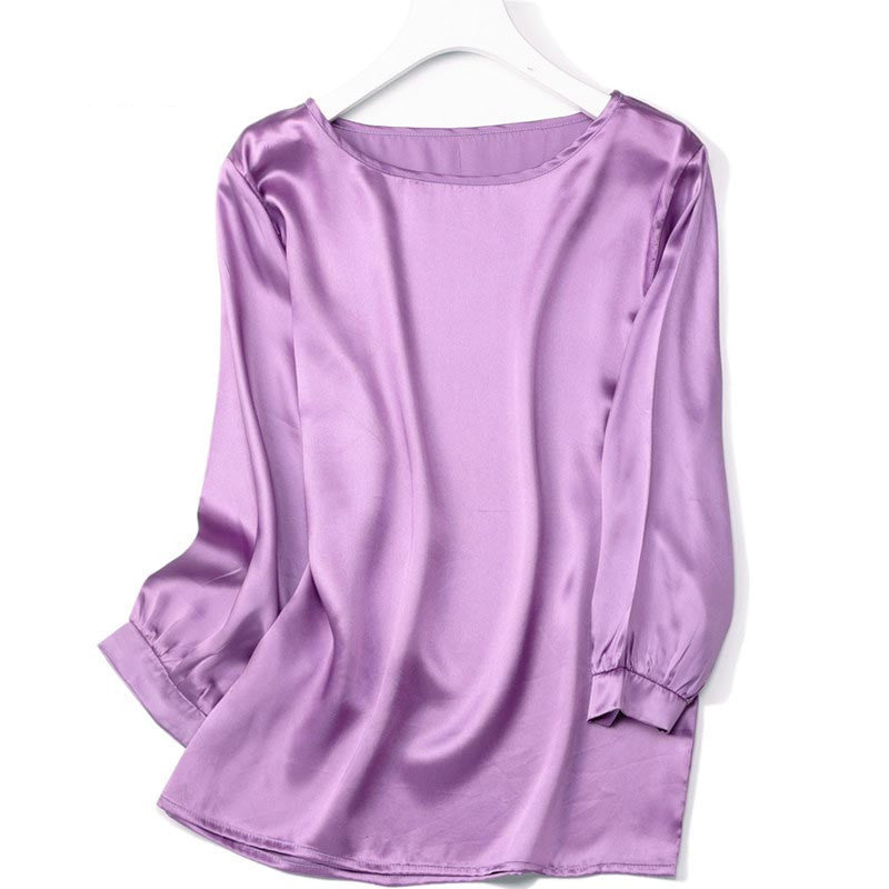 Chemise en satin brillant avec perles de soie et ver à soie haut de gamme