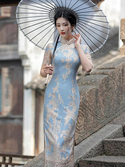 Cheongsam de encaje Temperamento joven Verano de gama alta