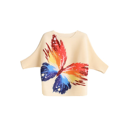 Camiseta holgada informal con estampado de mariposas de verano para mujer