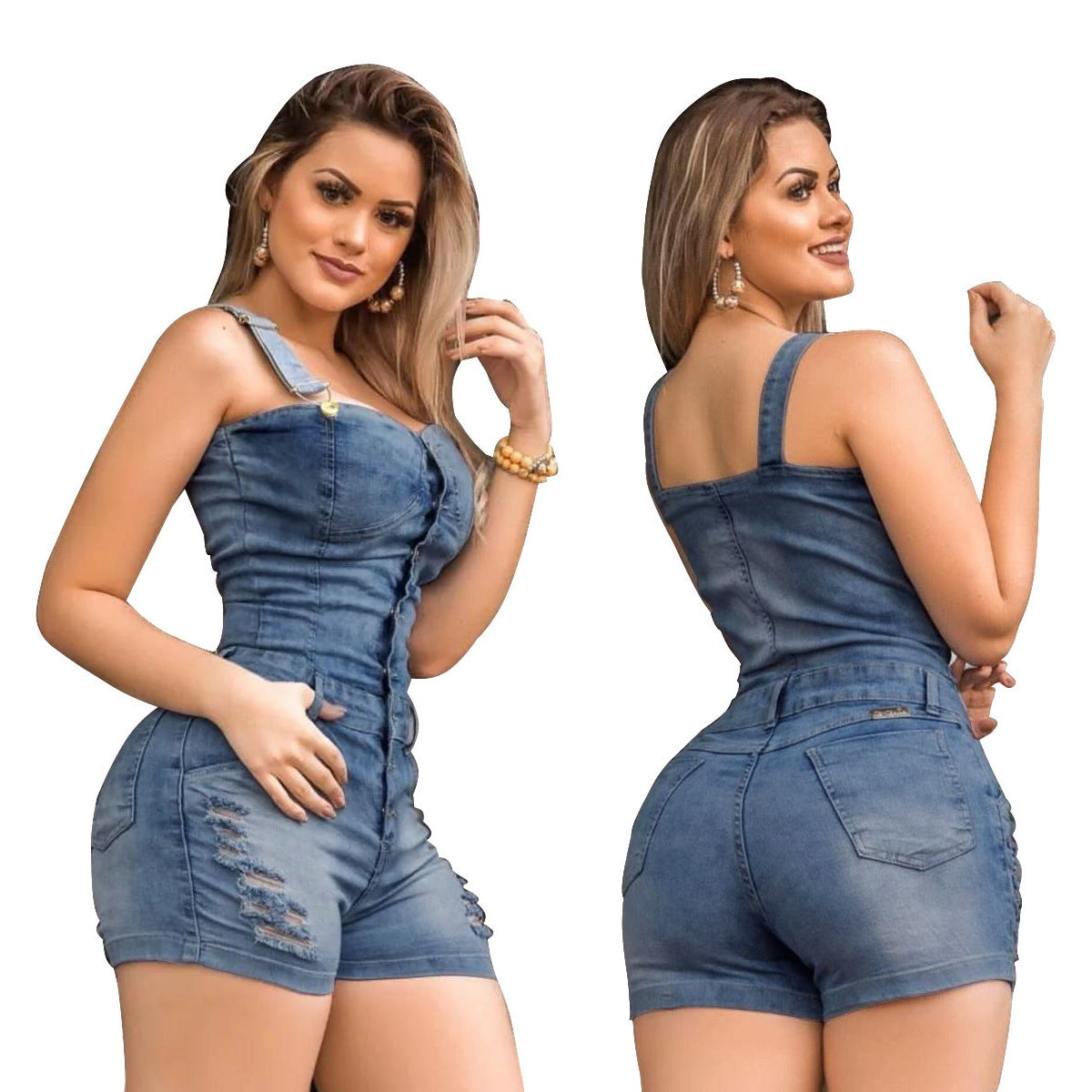 Combinaison amincissante en jean pour femme