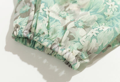 Australian ruffled floral wrap chiffon shirt