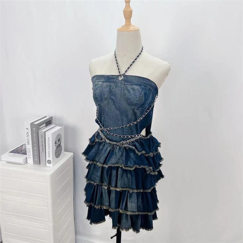 Millennium Style Slim Fit Slim And Sexy Tube Top Denim Dress