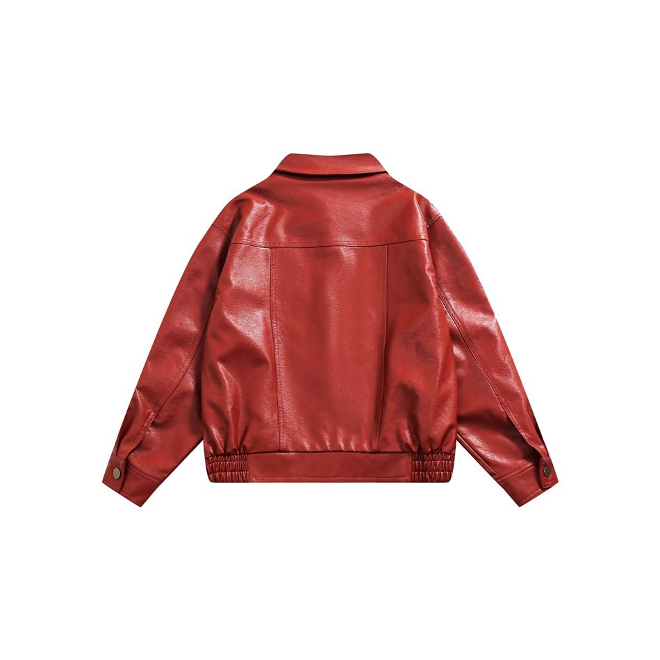 Leather Jacket Men And Women Special-interest Fashion Brand Sweet Cool Hot Girl Cropped Leather Coat