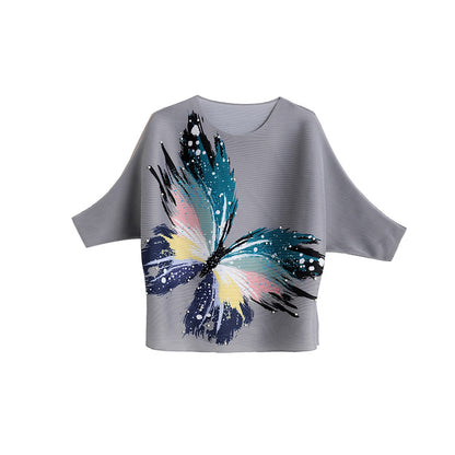 Women's Summer Butterfly Print Top Casual Loose T-Shirt