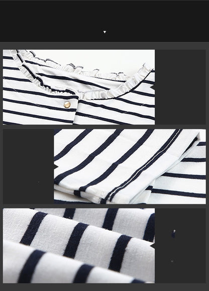 Women's Striped Top Long-sleeve Button