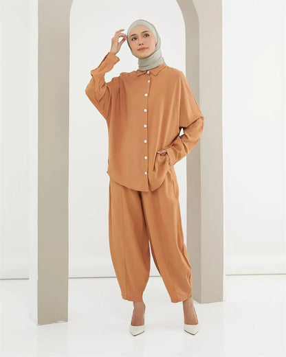 Indonesia Fashion Harem Pants Bat Sleeve Loose Leisure Suit